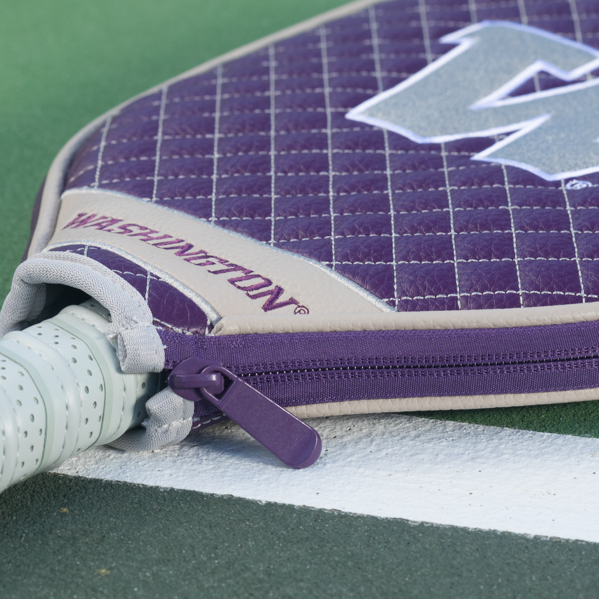 Washington Huskies quilted pickleball paddle cover team name