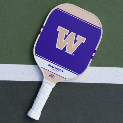 Washington Huskies Sport Plus pickleball paddle back view on the court