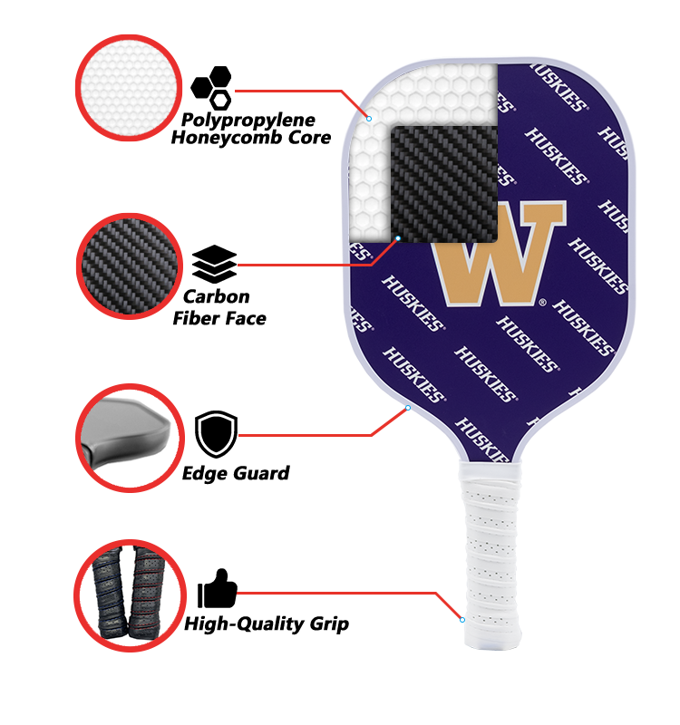 Washington Huskies standard pickleball paddle additional view