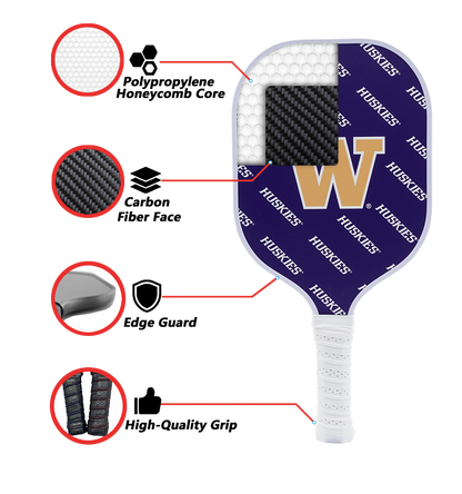 Washington Huskies standard pickleball paddle additional view