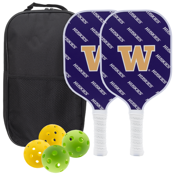Washington Huskies pickleball paddle set with balls and carry case