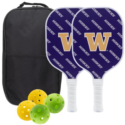 Washington Huskies pickleball paddle set with balls and carry case