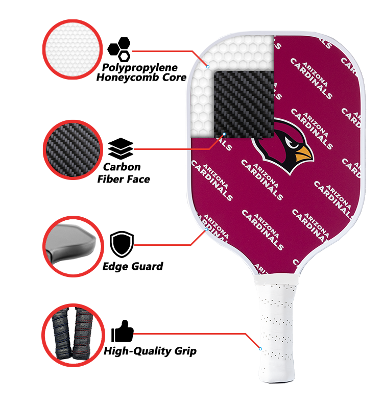 Arizona Cardinals standard pickleball paddle additional view