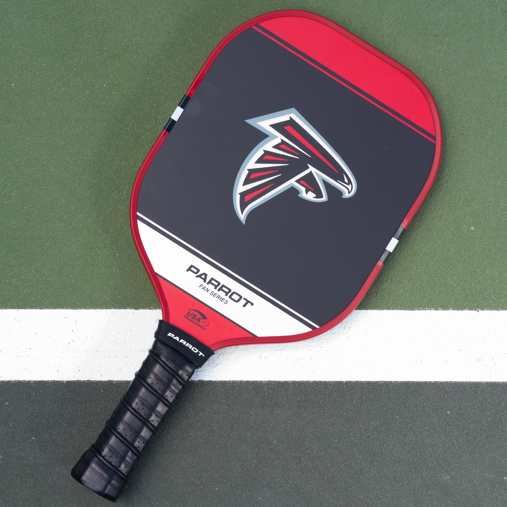 Atlanta Falcons Sport Plus pickleball paddle back view on the court