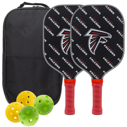 Atlanta Falcons pickleball paddle set with balls and carry case