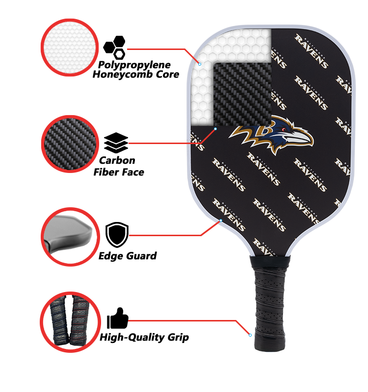 Baltimore Ravens standard pickleball paddle additional view