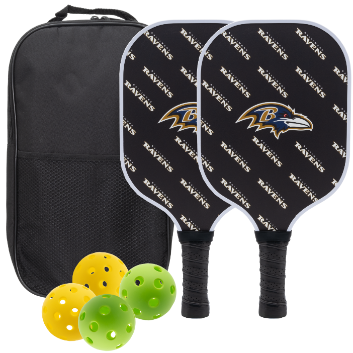 Baltimore Ravens pickleball paddle set with balls and carry case