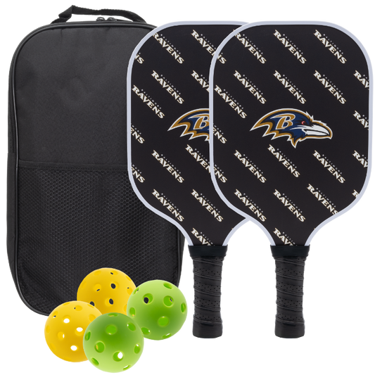 Baltimore Ravens pickleball paddle set with balls and carry case