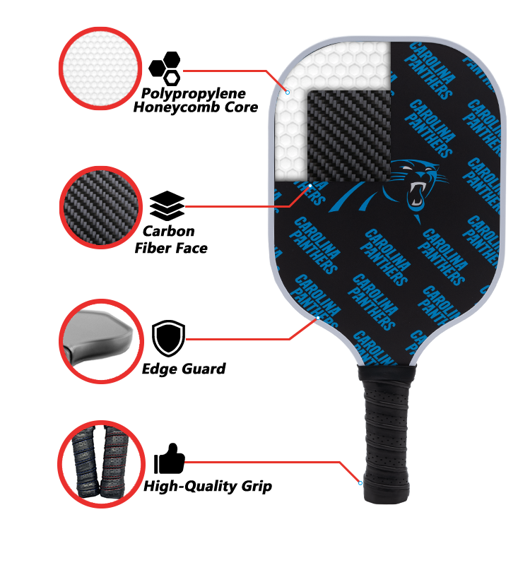 Carolina Panthers standard pickleball paddle additional view