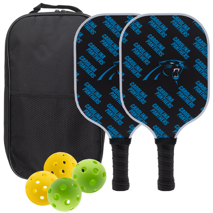 Carolina Panthers pickleball paddle set with balls and carry case