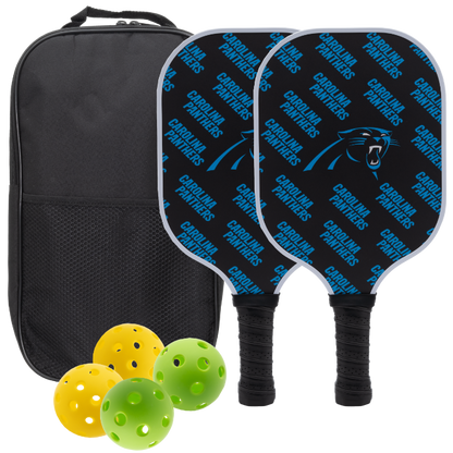 Carolina Panthers pickleball paddle set with balls and carry case