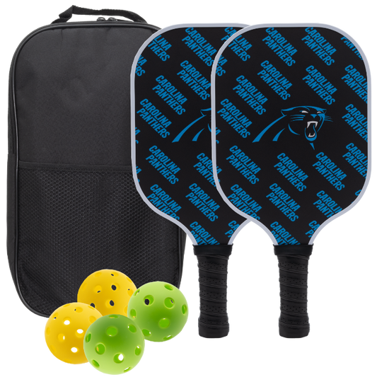 Carolina Panthers pickleball paddle set with balls and carry case