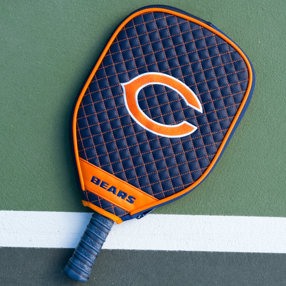 Chicago Bears Navy quilted pickleball paddle cover on court
