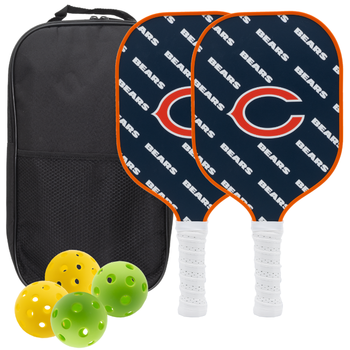 Chicago Bears pickleball paddle set with balls and carry case