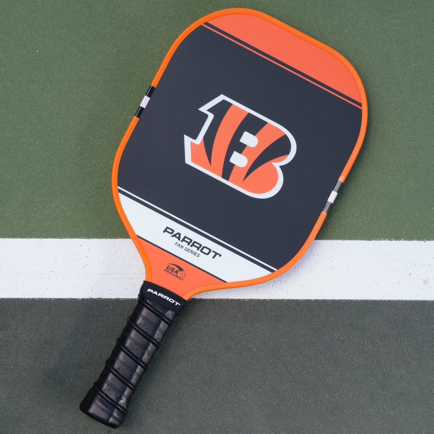 Cincinnati Bengals Sport Plus pickleball paddle back view on the court