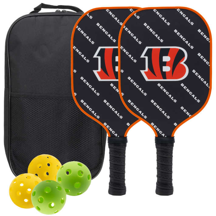 Cincinnati Bengals pickleball paddle set with balls and carry case