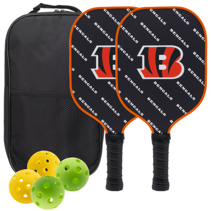 Cincinnati Bengals pickleball paddle set with balls and carry case