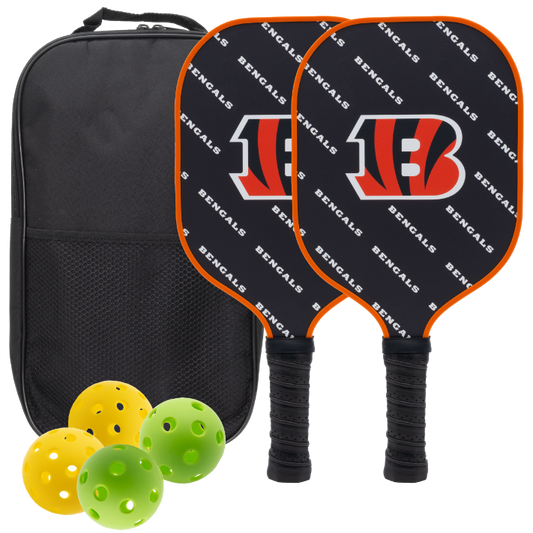 Cincinnati Bengals pickleball paddle set with balls and carry case