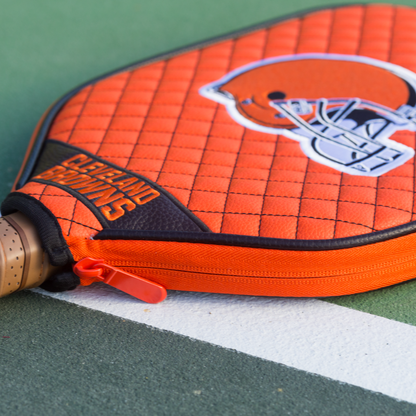 Cleveland Browns quilted pickleball paddle cover team name