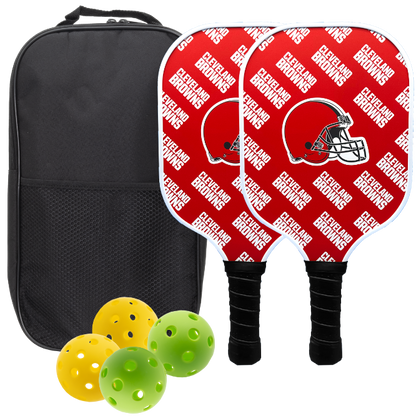 Cleveland Browns pickleball paddle set with balls and carry case