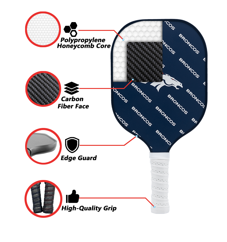 Denver Broncos standard pickleball paddle additional view