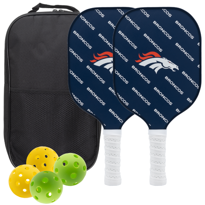 Denver Broncos pickleball paddle set with balls and carry case