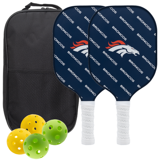 Denver Broncos pickleball paddle set with balls and carry case