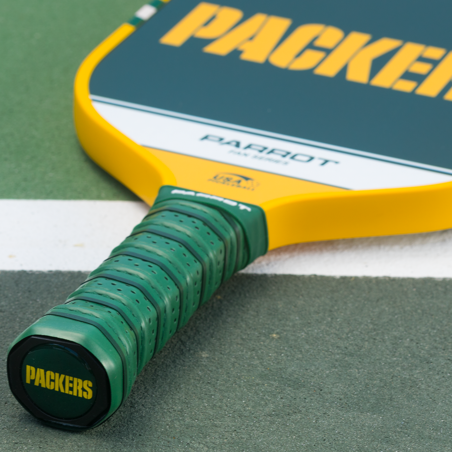 Green Bay Packers Sport Plus pickleball paddle on the court