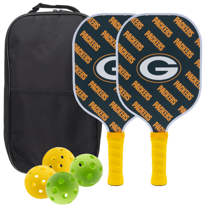 Green Bay Packers pickleball paddle set with balls and carry case