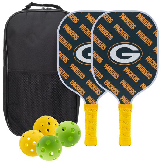 Green Bay Packers pickleball paddle set with balls and carry case