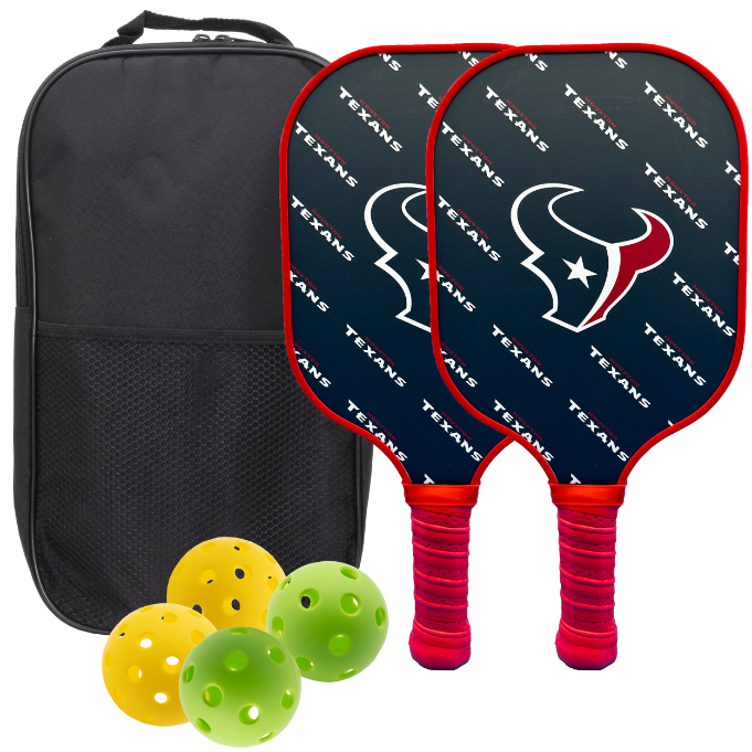 Houston Texans pickleball paddle set with balls and carry case