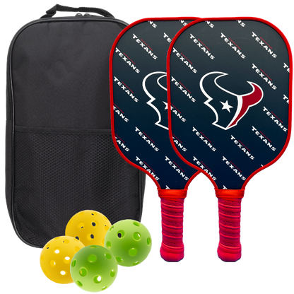 Houston Texans pickleball paddle set with balls and carry case