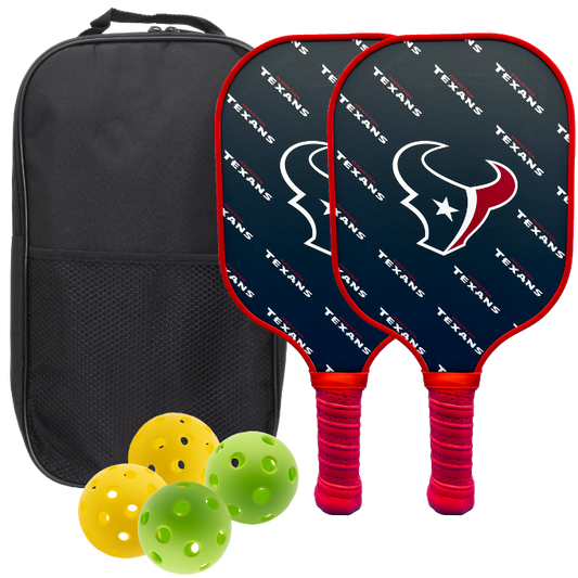 Houston Texans pickleball paddle set with balls and carry case
