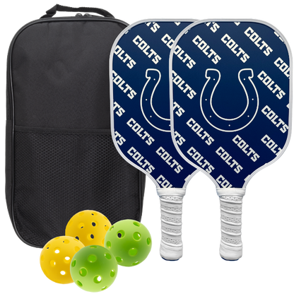 Indianapolis Colts pickleball paddle set with balls and carry case