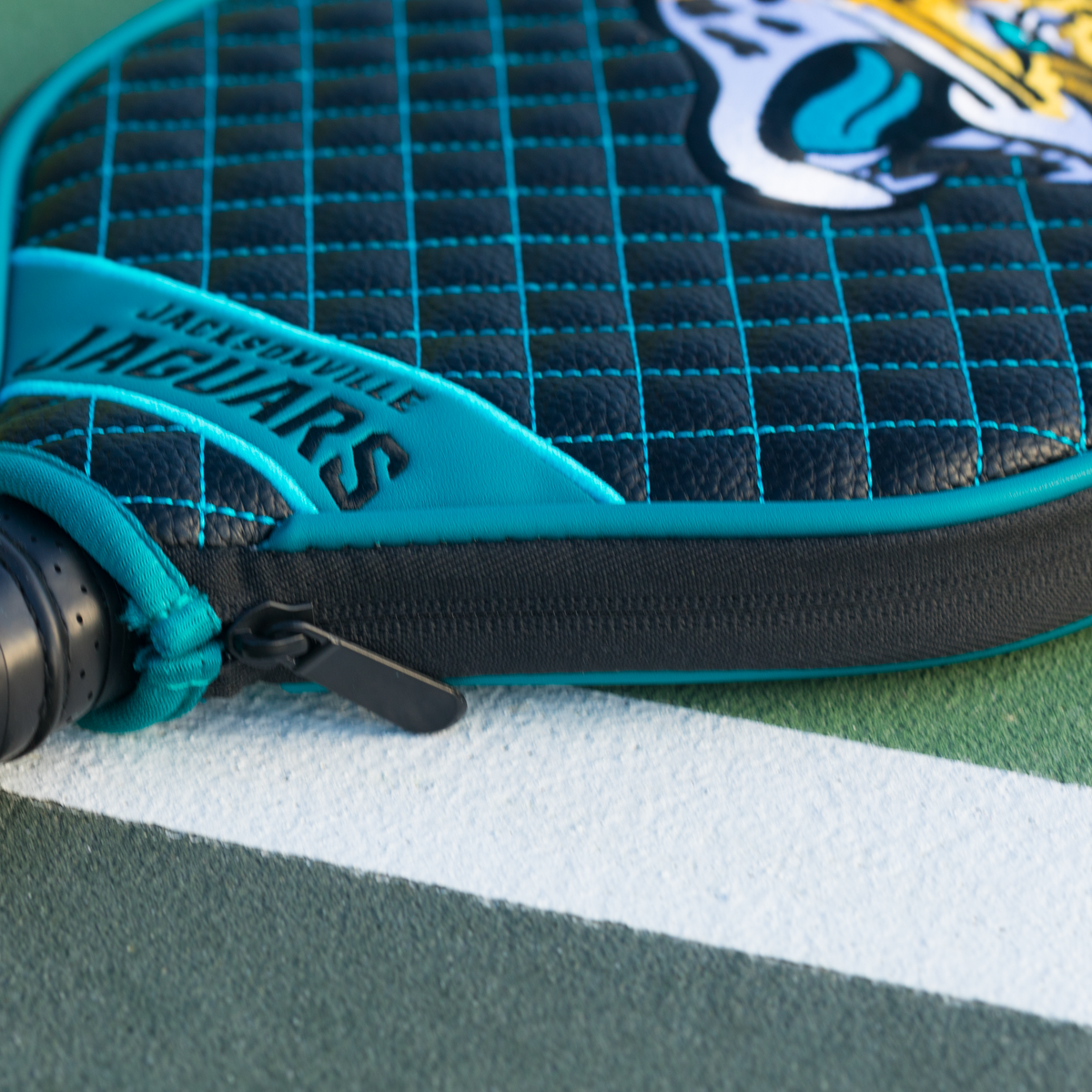 Jacksonville Jaguars quilted pickleball paddle cover team name