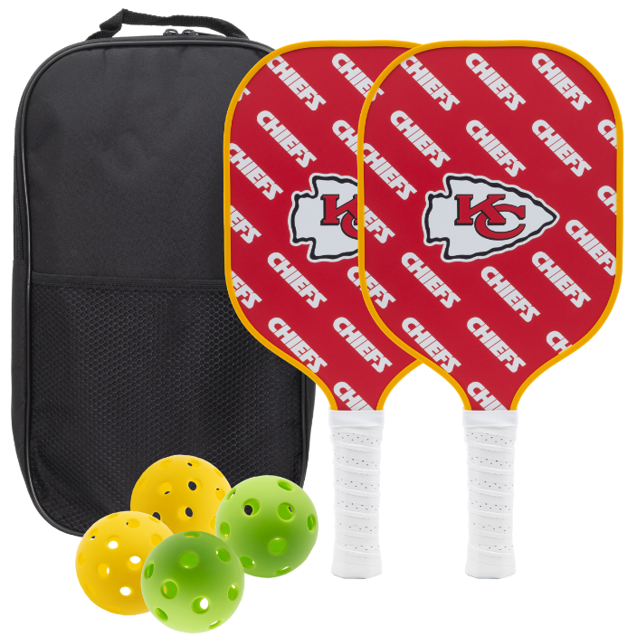 Kansas City Chiefs pickleball paddle set with balls and carry case