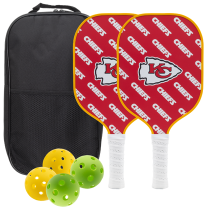 Kansas City Chiefs pickleball paddle set with balls and carry case