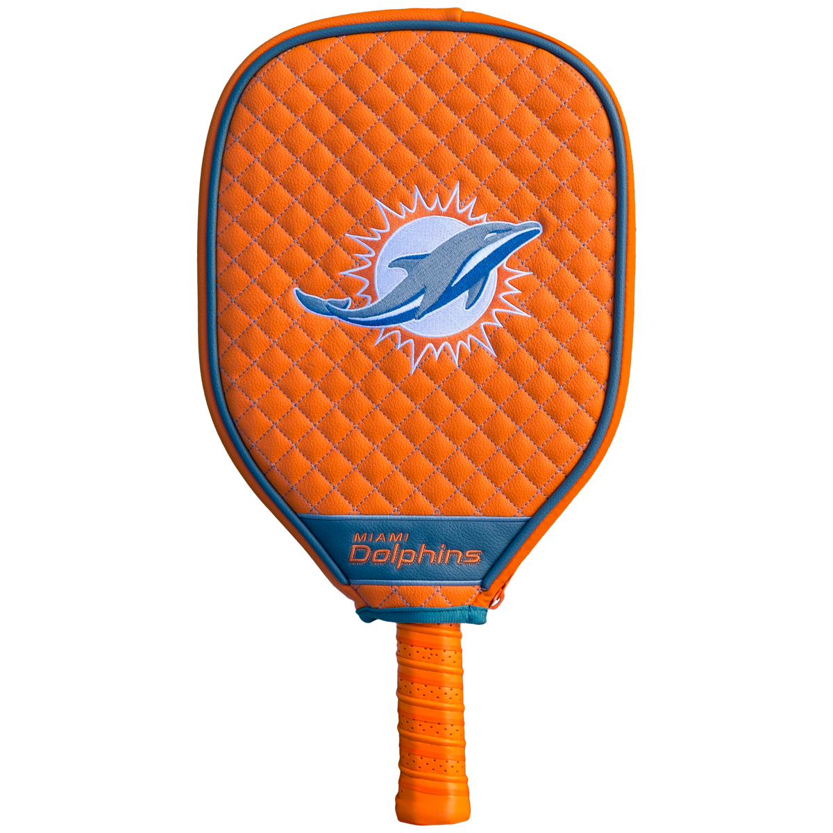 Miami Dolphins Orange quilted pickleball paddle cover