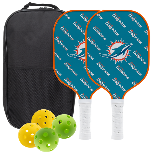 Miami Dolphins pickleball paddle set with balls and carry case