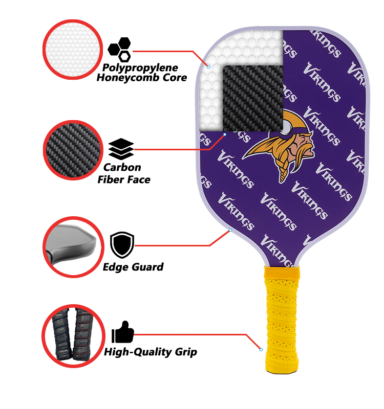 Minnesota Vikings standard pickleball paddle additional view