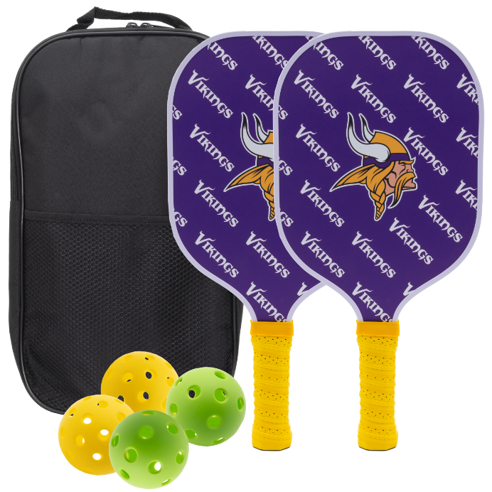 Minnesota Vikings pickleball paddle set with balls and carry case