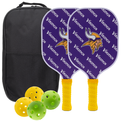 Minnesota Vikings pickleball paddle set with balls and carry case