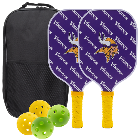 Minnesota Vikings pickleball paddle set with balls and carry case