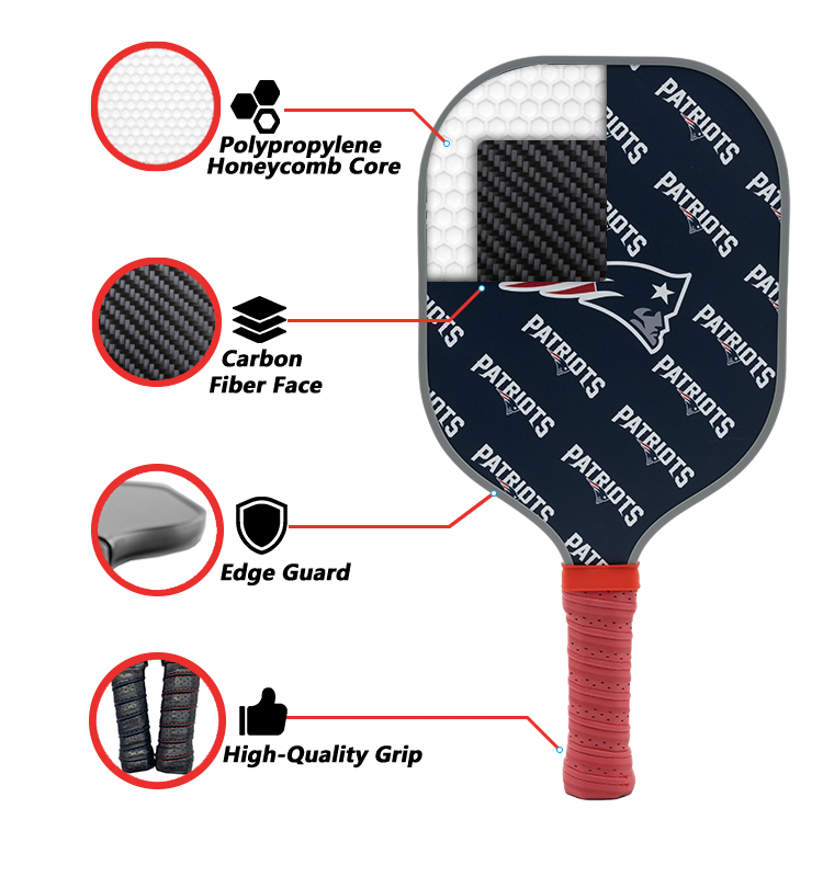 New England Patriots standard pickleball paddle additional view