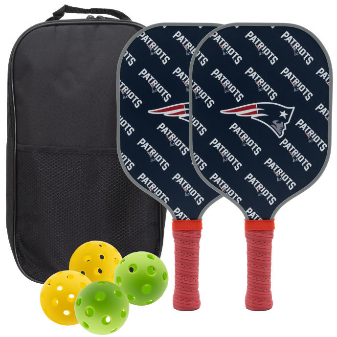 New England Patriots pickleball paddle set with balls and carry case