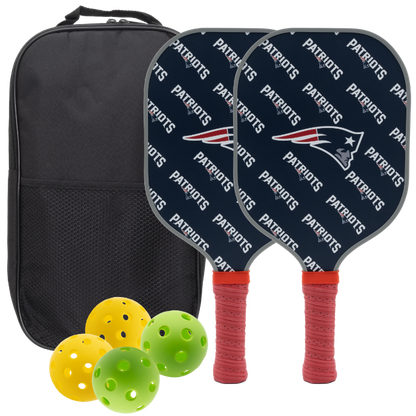 New England Patriots pickleball paddle set with balls and carry case