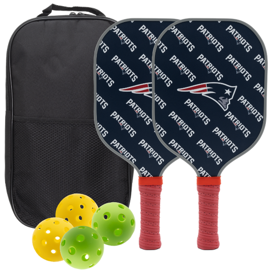 New England Patriots pickleball paddle set with balls and carry case