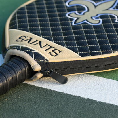 New Orleans Saints quilted pickleball paddle cover team name