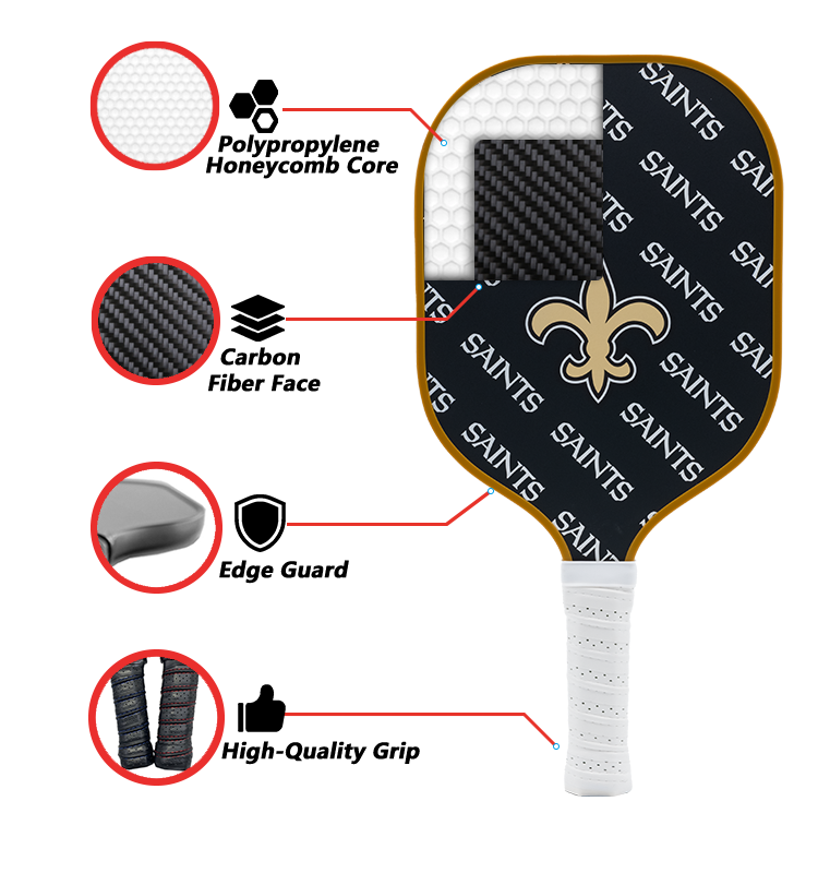 New Orleans Saints standard pickleball paddle additional view