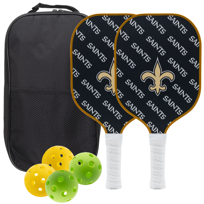 New Orleans Saints pickleball paddle set with balls and carry case